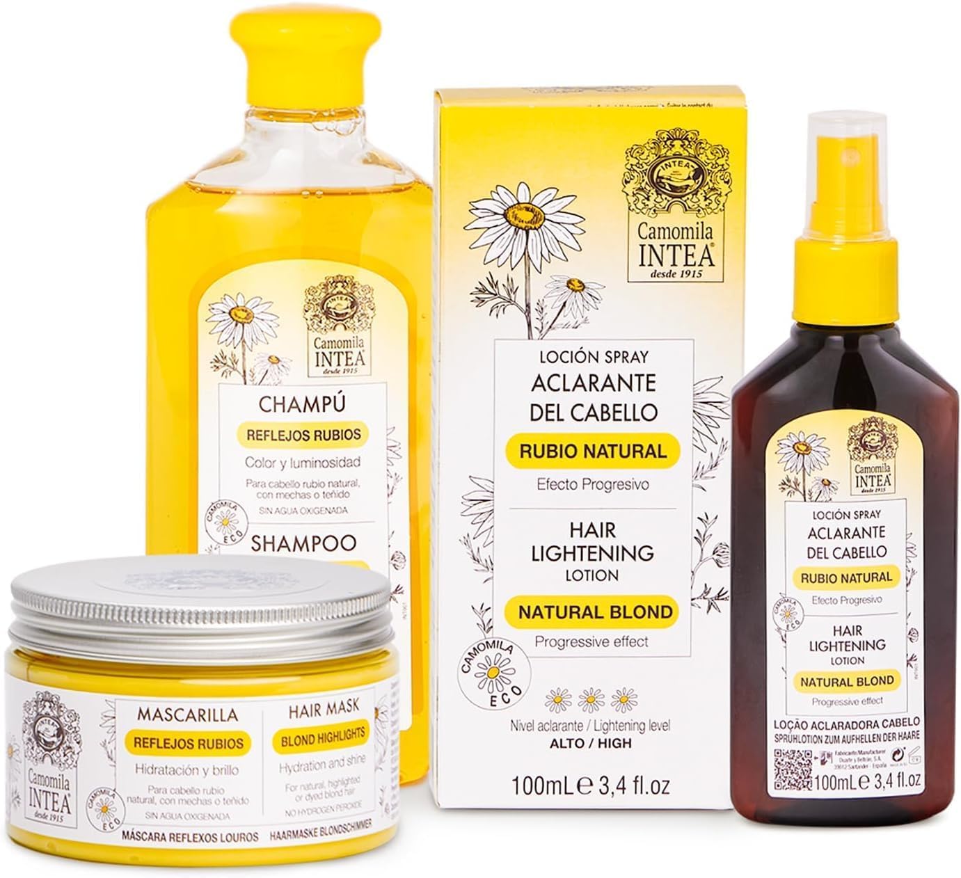 Intea Camomila Hair Lightener spray bottle for natural blonde highlights.