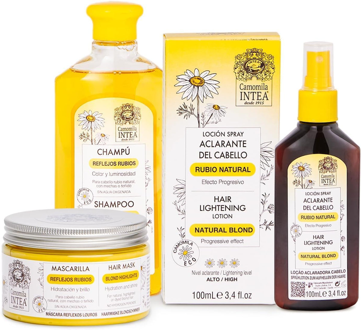 Intea Camomila Hair Lightener spray bottle for natural blonde highlights.