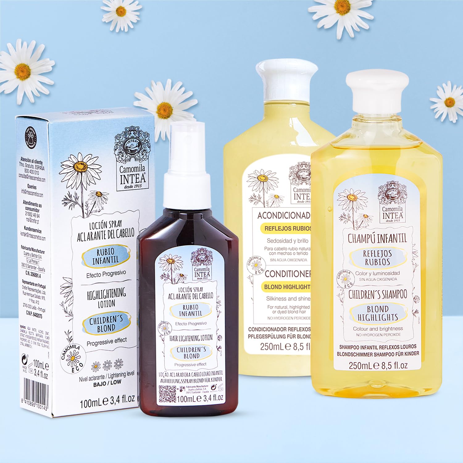 Intea chamomile flowers image highlights natural extract used in formula.