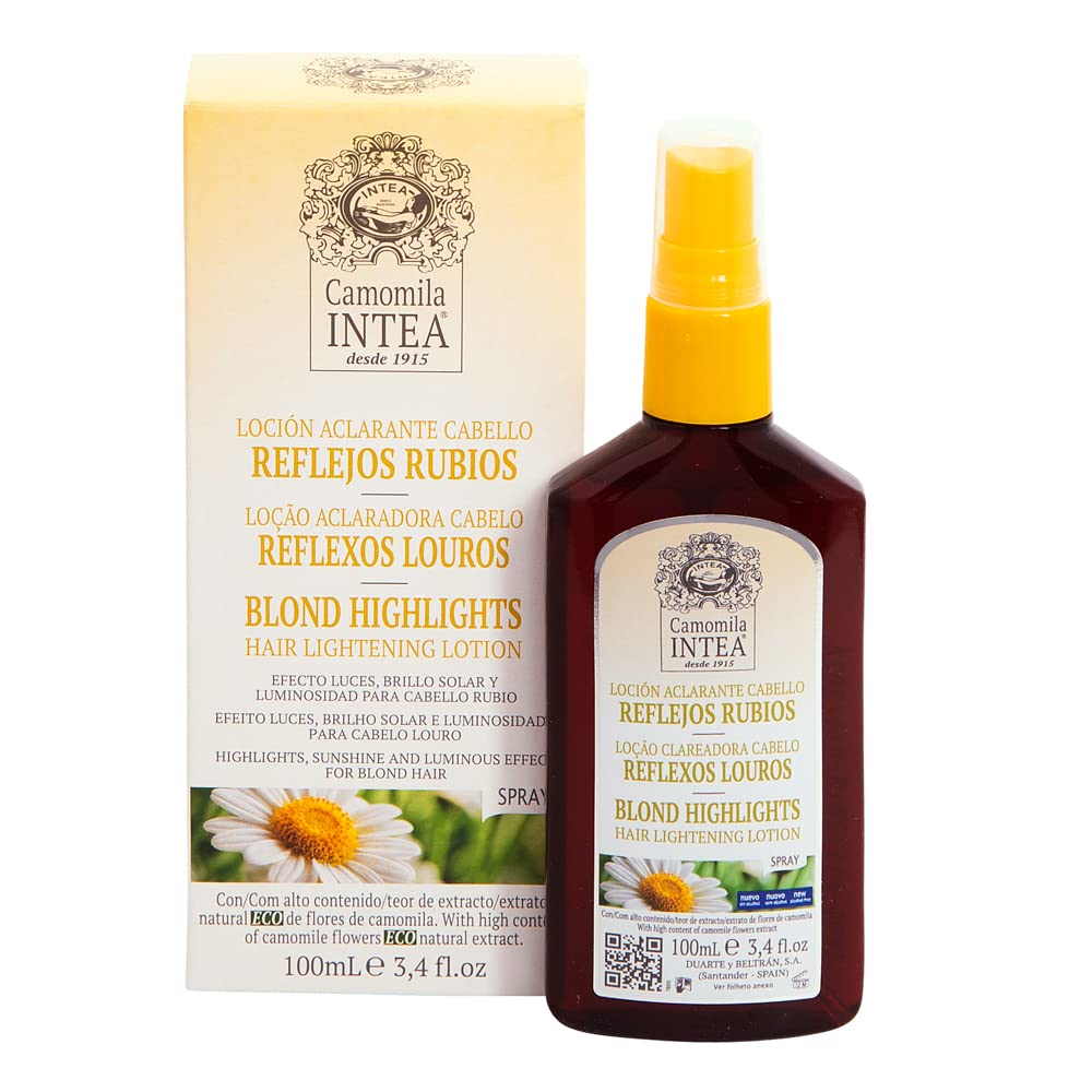 Intea Camomile Shampoo bottle shows golden shine while preserving color.