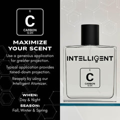 Intelligent Carbon base with leather and vanilla, timeless masculine appeal for any occasion.