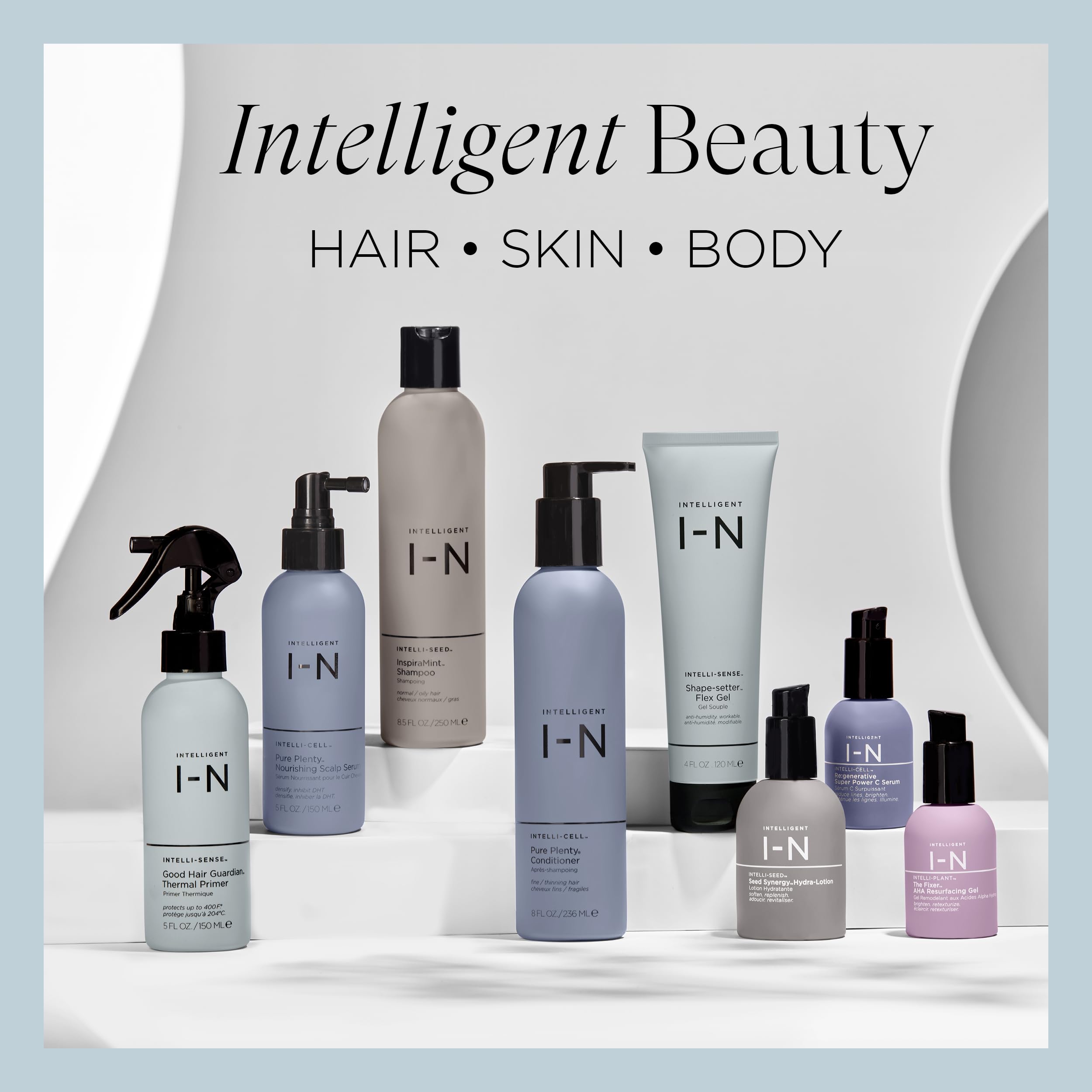 Intelligent Nutrients Amplifi-hair vegan packaging promotes eco-friendly styling