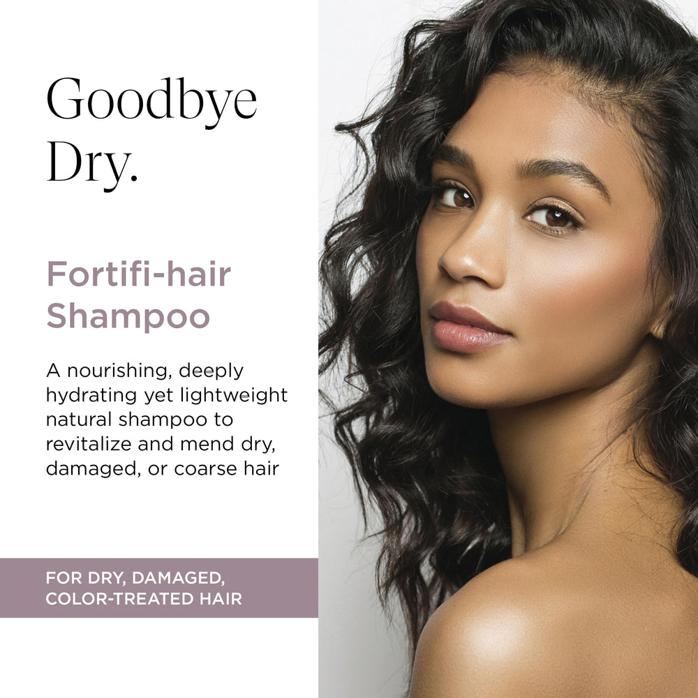Fortifi-hair shampoo pour gesture showing easy dispensing and mess-free use