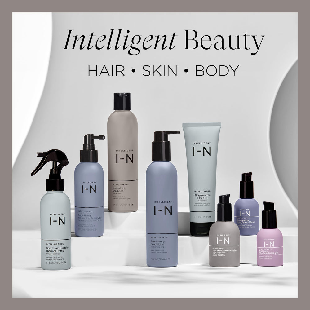 Intelligent Nutrients InspiraMint ingredients panel featuring buriti oil and amaranth for nourishment and shine.