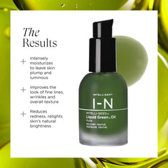 Intelligent Nutrients Liquid Green Face Oil on skin demonstrates radiant glow.