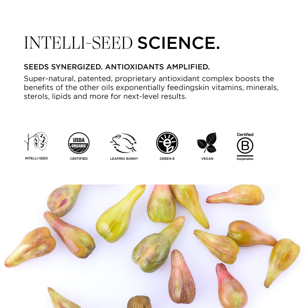Intelligent Nutrients Liquid Green Face Oil bottle with organic ingredients.