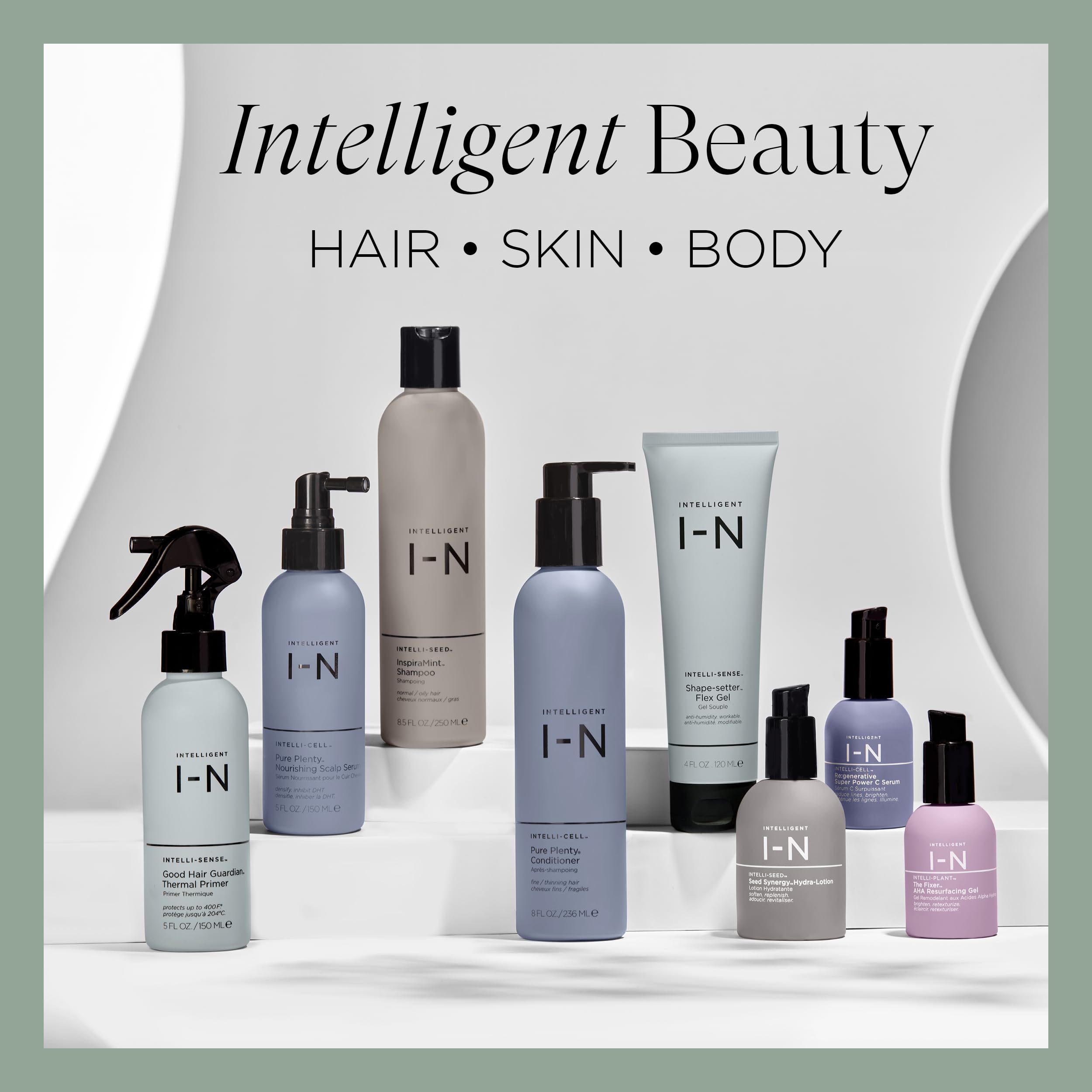Intelligent Nutrients Liquid Green Face Oil packaging conveys vegan premium care.