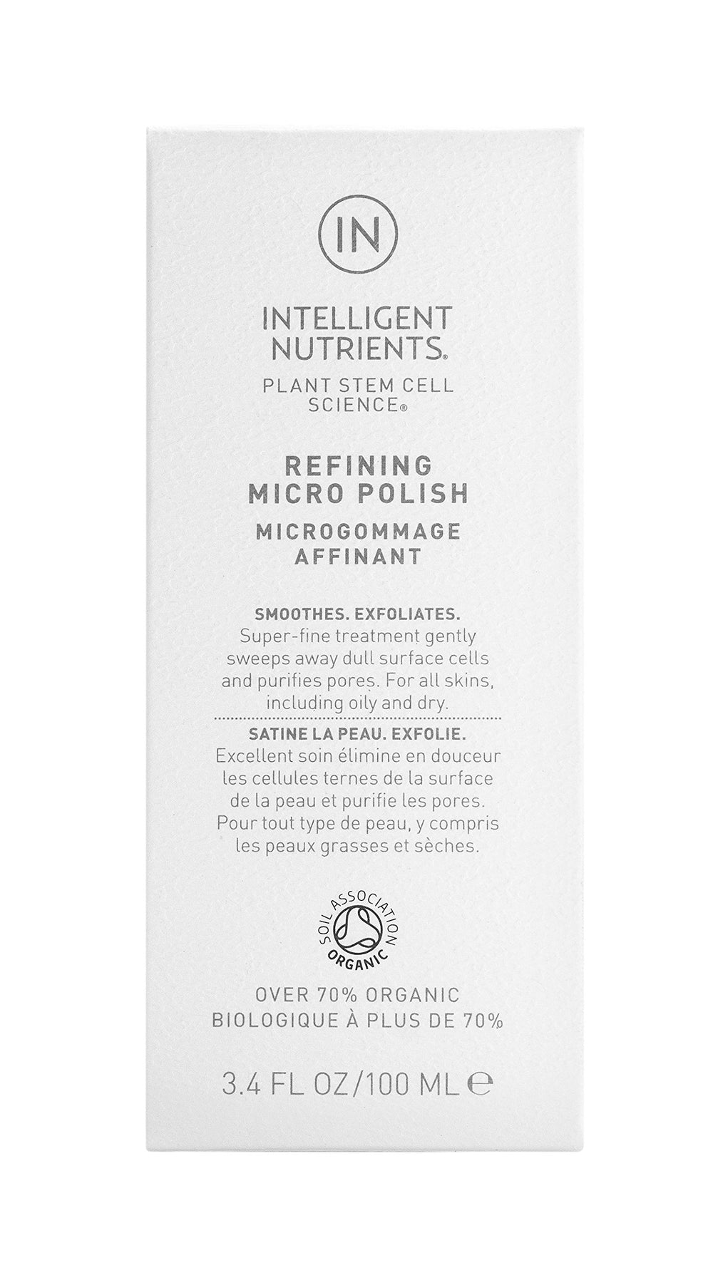 Close-up of Intelligent Nutrients Refining Micro Polish texture showing fine exfoliating particles.