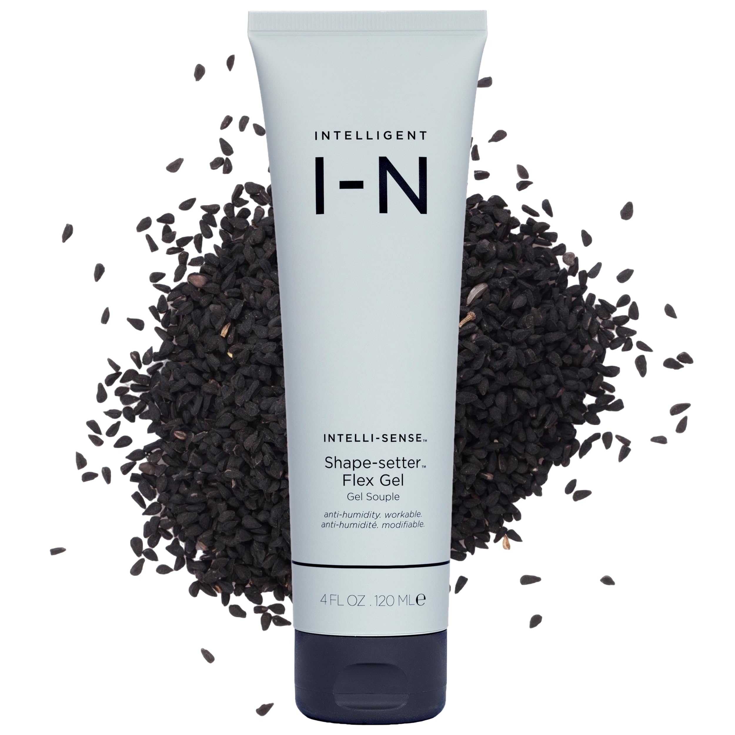 Intelligent Nutrients Shape Setter Flex Gel bottle showing natural hold and lightweight feel.