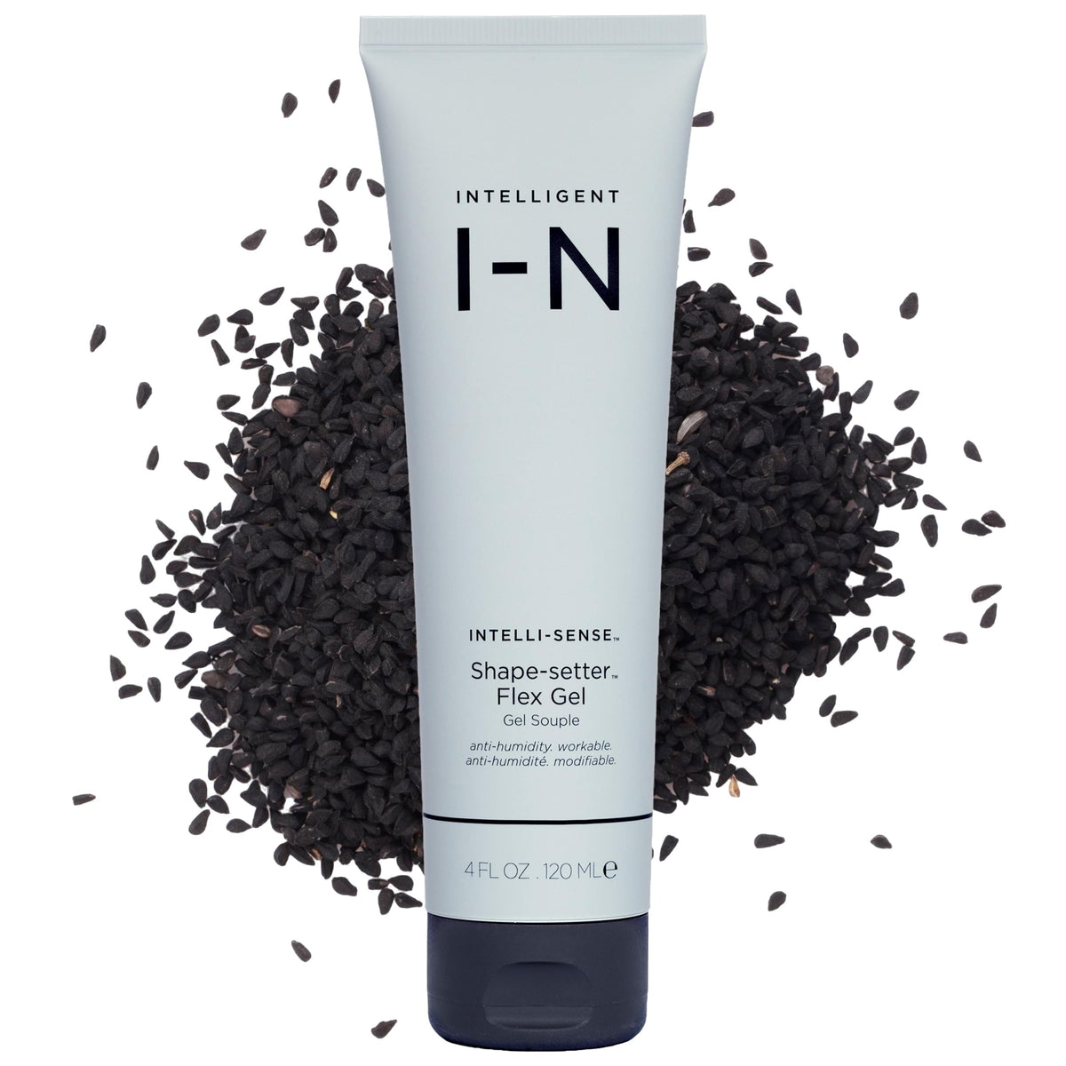 Intelligent Nutrients Shape Setter Flex Gel bottle showing natural hold and lightweight feel.