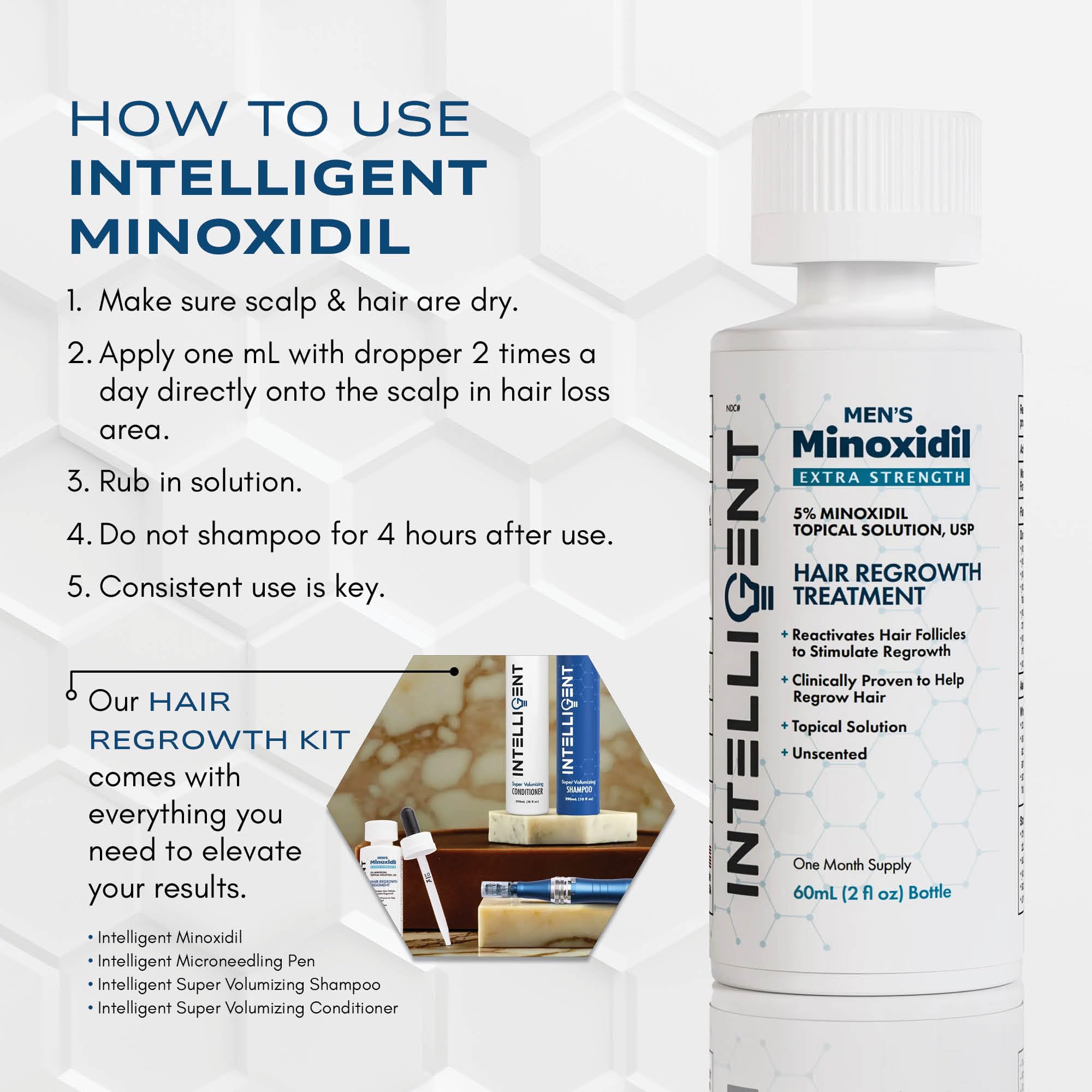 Intelligent Shop Minoxidil application on the crown area for targeted thinning.