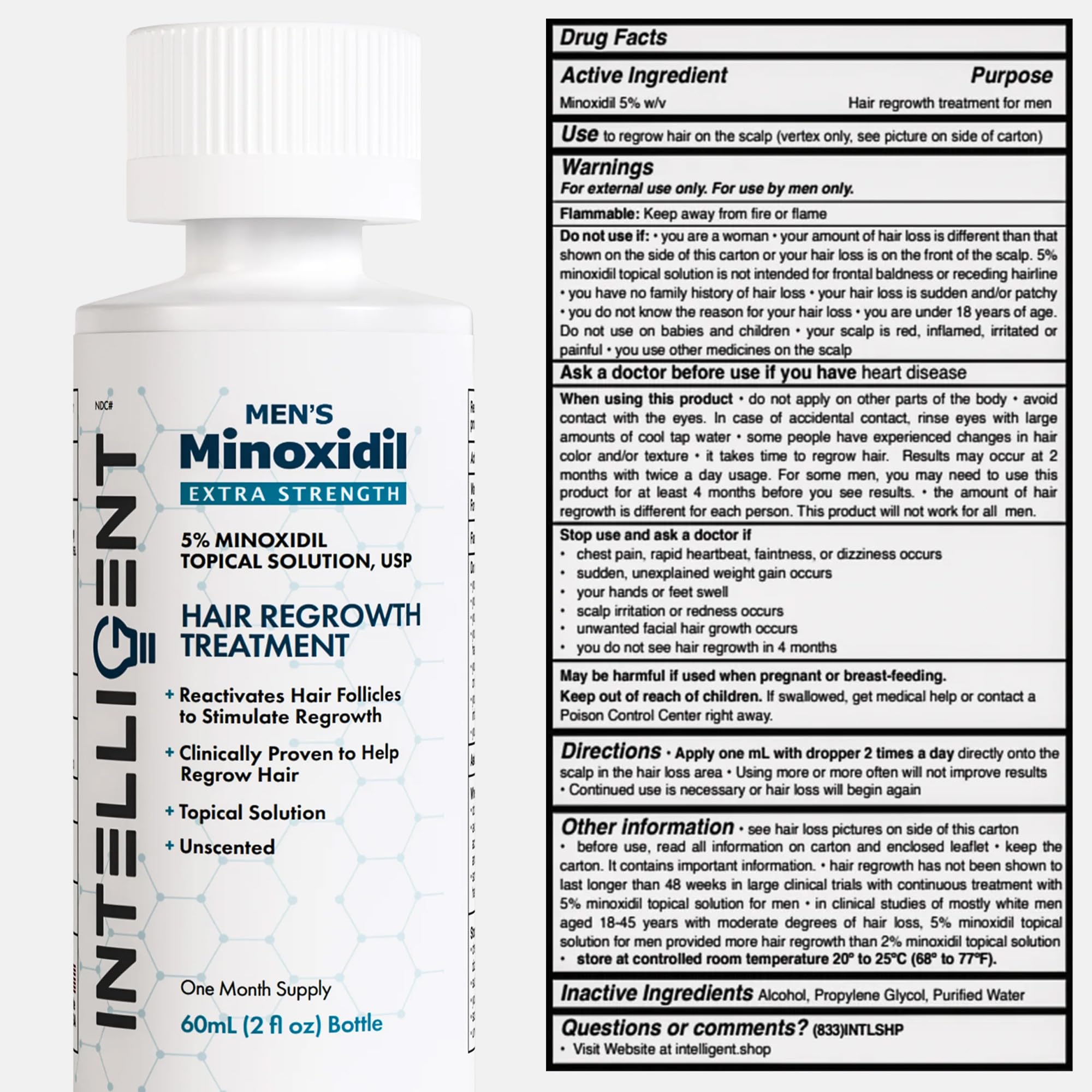 Intelligent Shop Minoxidil product on shelf supports easy scalp coverage.