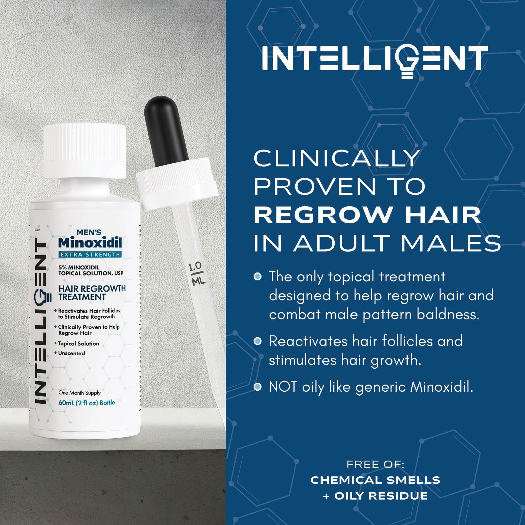 Intelligent Shop Minoxidil sprayer shown for convenient two-times-daily crown treatment.