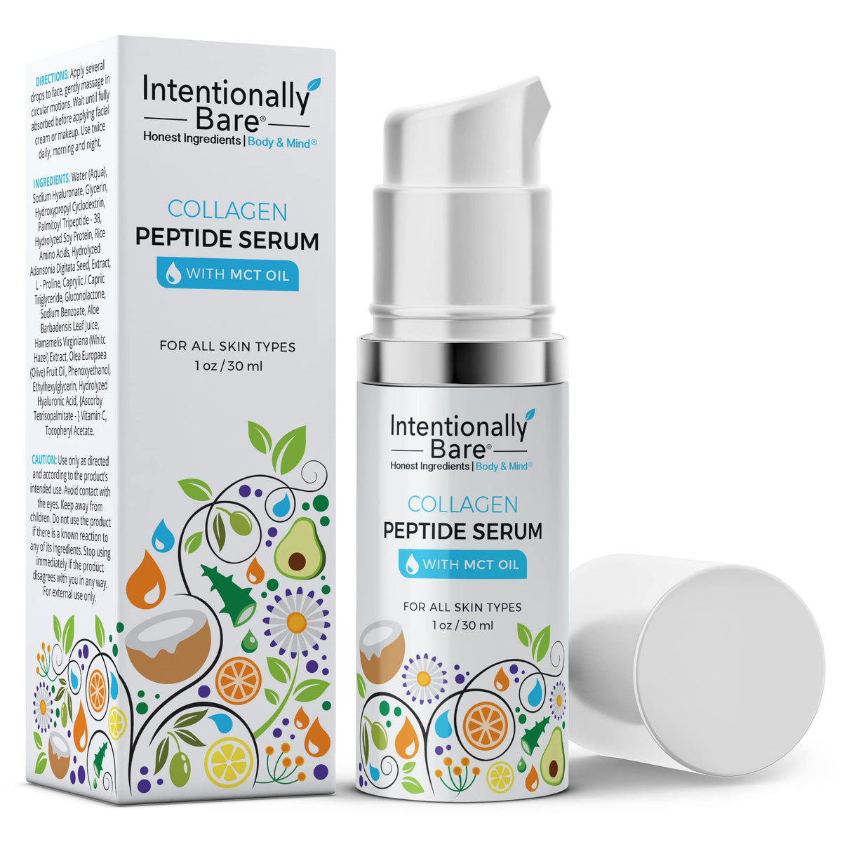 Intentionally Bare Collagen Serum bottle pour for hydrated skin