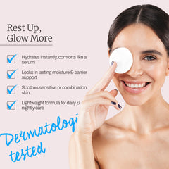 Centella leaf graphic with Intermru Intermission Rest-Up Serum for balanced facial care.