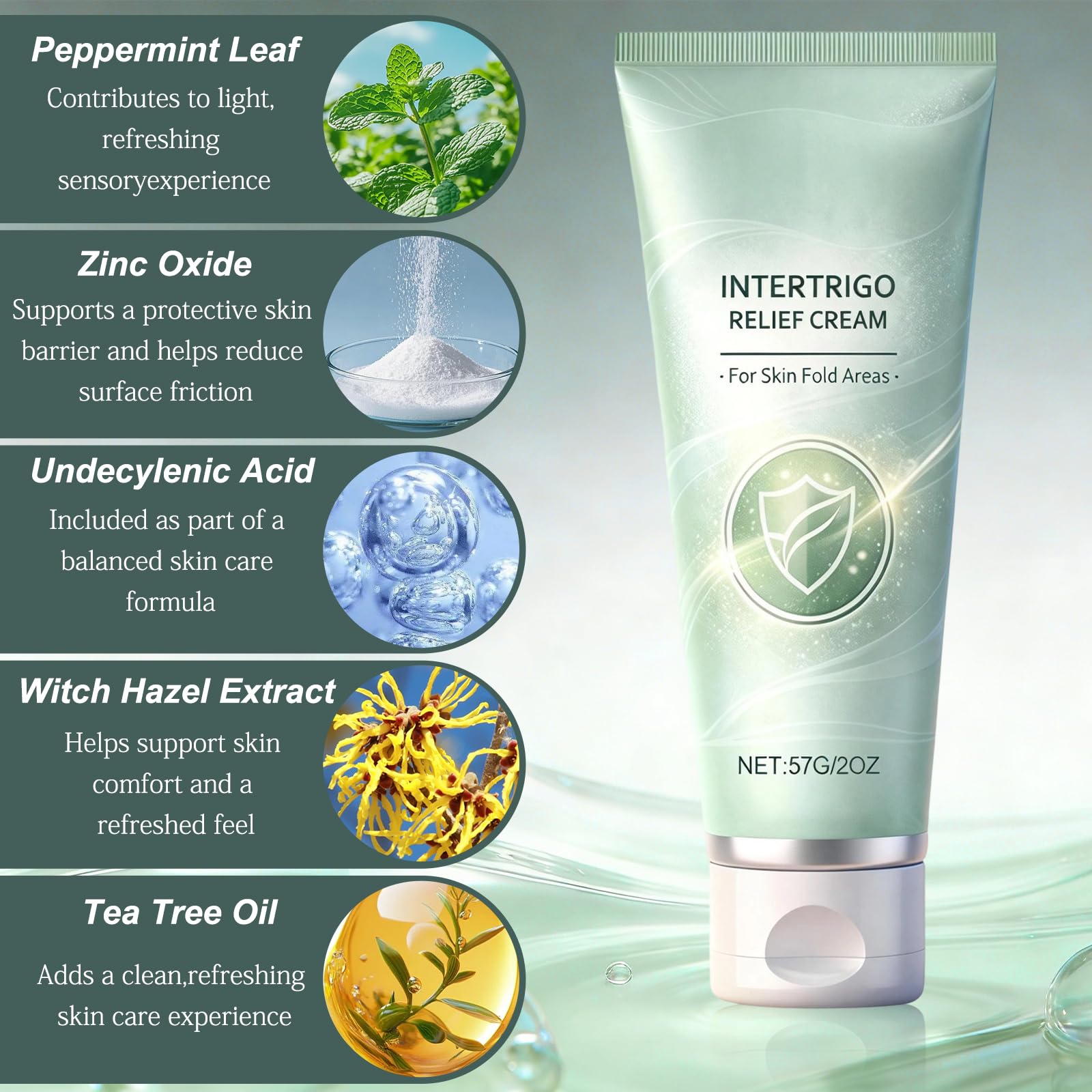 Intertrigo Relief Cream used on inner thigh to prevent rubbing.