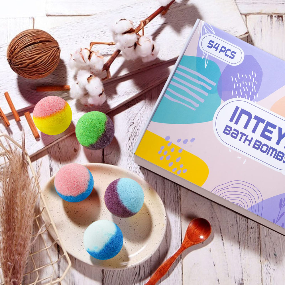 INTEYE Himalayan Pink Salt bath bomb adds mineral-rich touch for refreshed skin.