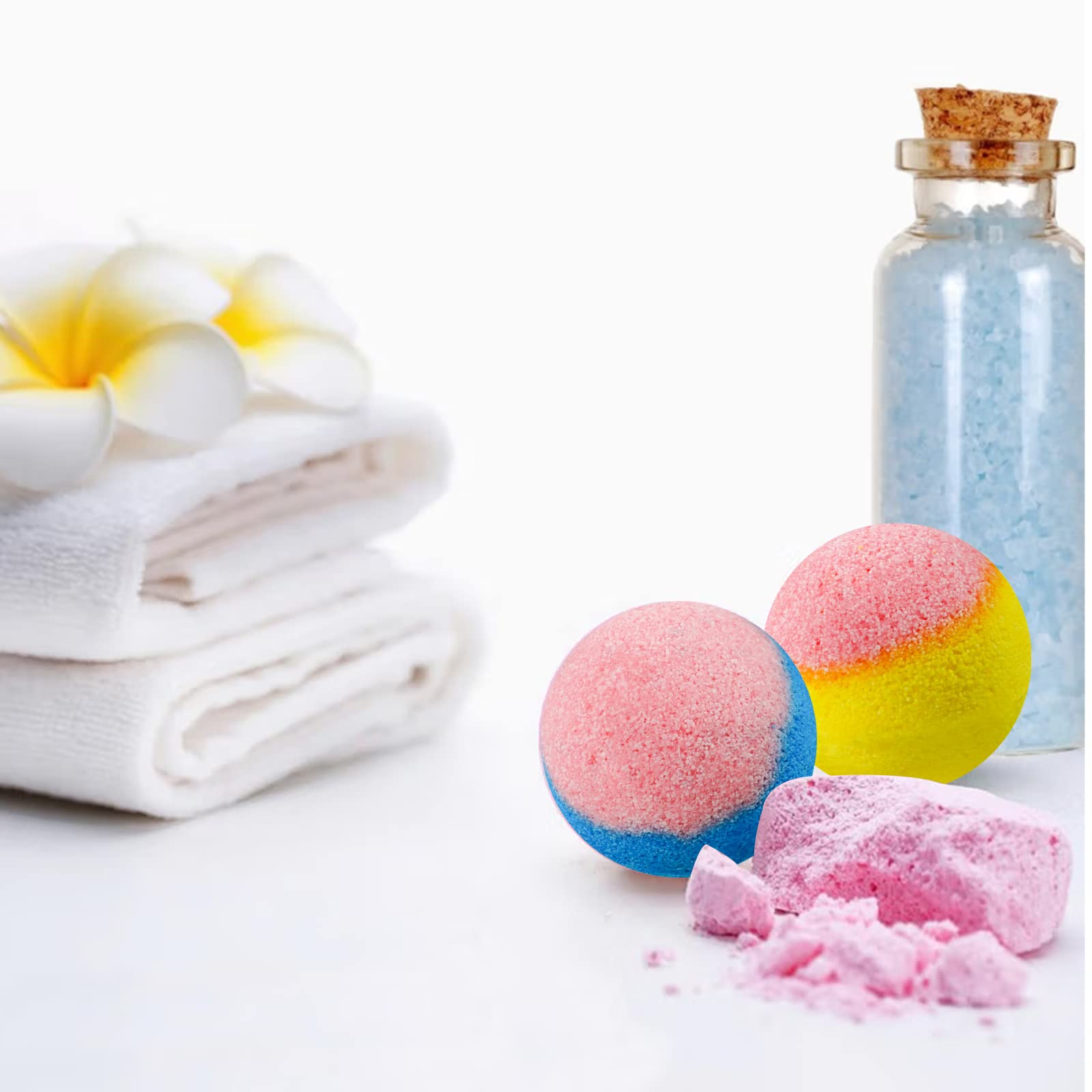 INTEYE Rainbow fizz bath bomb creates colorful swirling bath art.