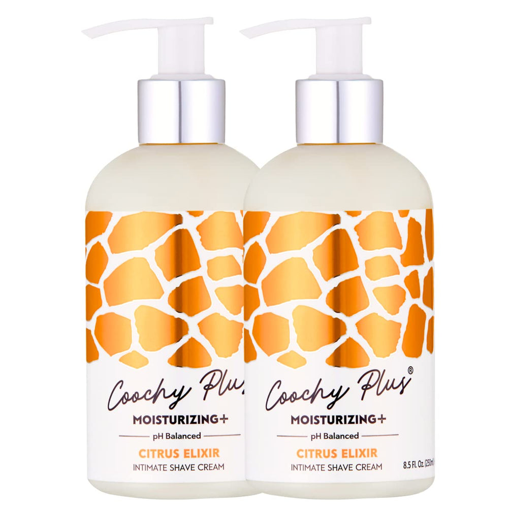 IntiMD Coochy Citrus Elixir bottle ready for an intimate shave.