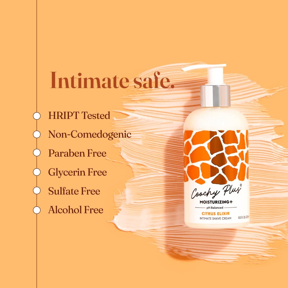 Hands apply Coochy cream for a comfortable bikini line shave.