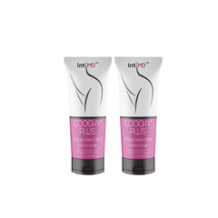 IntiMD COOCHY PLUS 2-pack bottles shown for convenient intimate shaving.