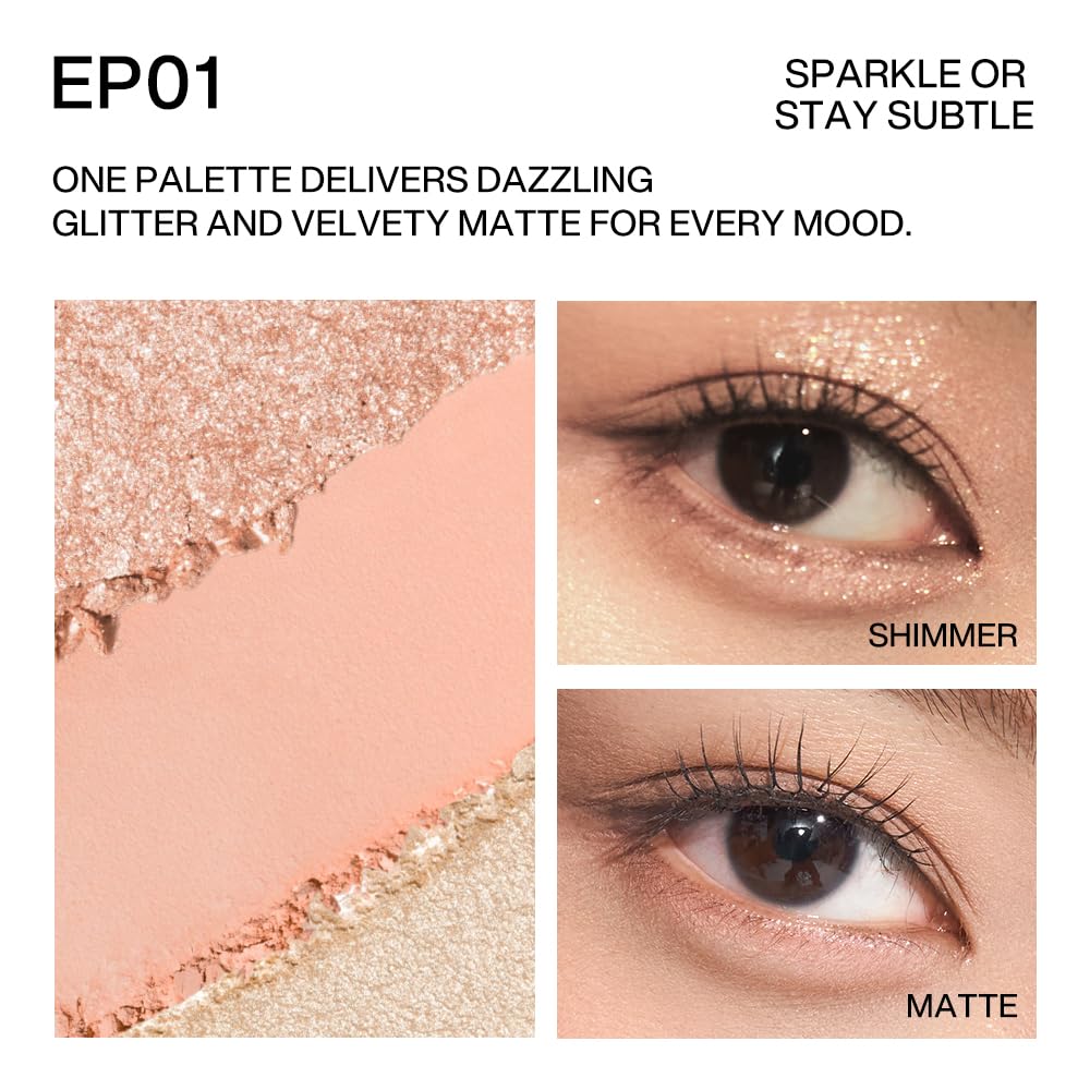 Into You 9 Colors Eyeshadow Palette swatches reveal matte, shimmer, and pearlescent finishes for seamless blending.