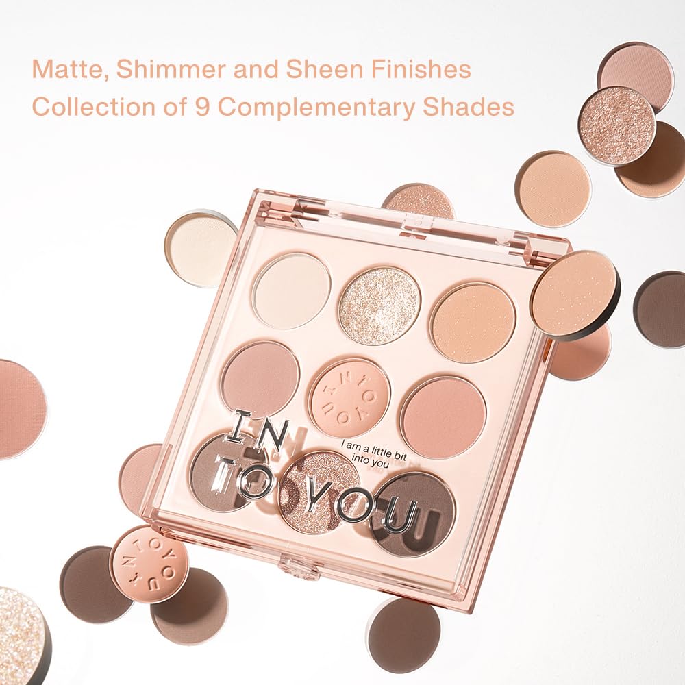 Into You nine-shade palette swatches suggest versatile day-to-night looks.