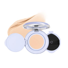 Into You Purple Cushion Foundation compact delivers full-coverage, long-wear matte finish with oil-control.