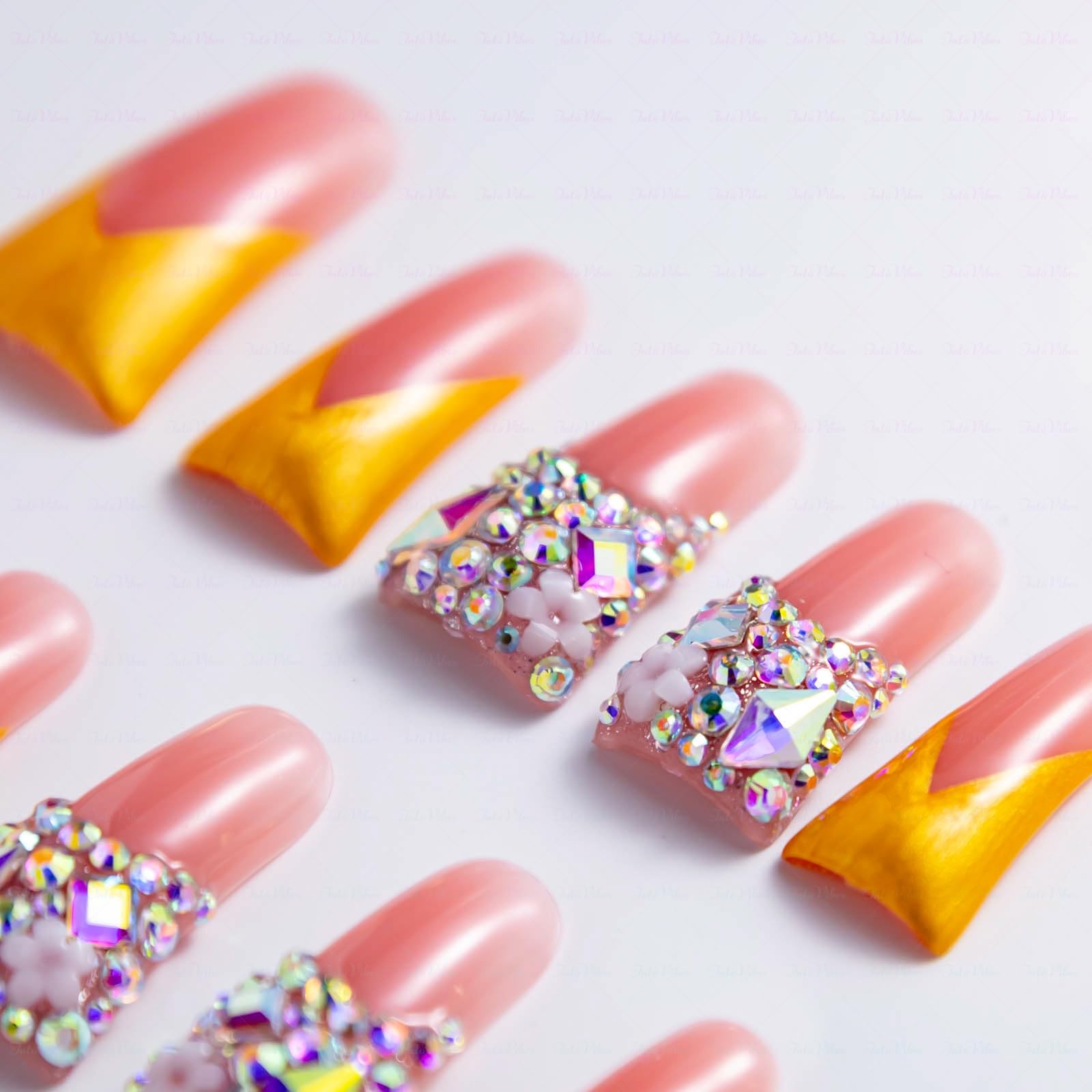 IntoVibes bling-rhinestones nails add sparkle for festive occasions and events.