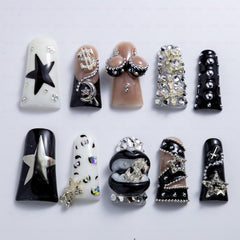 IntoVibes luxury acrylic nails with duck shape, long tips for a bold, fashion-forward look.