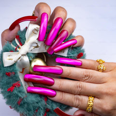IntoVibes Purple Shimmer XL nails with curved down groove for a natural, salon-quality look.