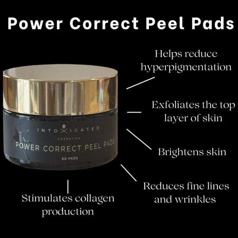 Intoxicated Cosmetics Power Correct Peel Pad stack of pads ready for nightly routine.