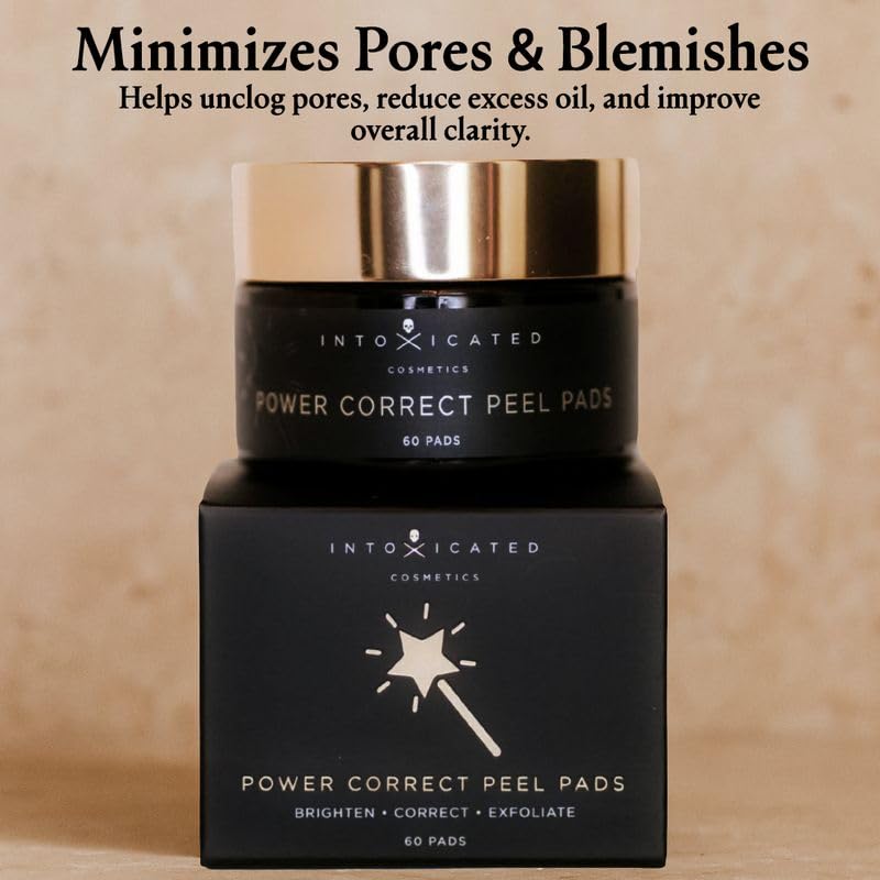 Intoxicated Cosmetics Power Correct Peel Pad texture close-up highlighting exfoliating properties.