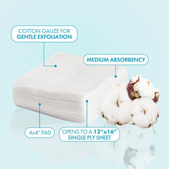 Intrinsics cotton gauze pad 4x4 unfolded to 12x12 for versatile skincare.