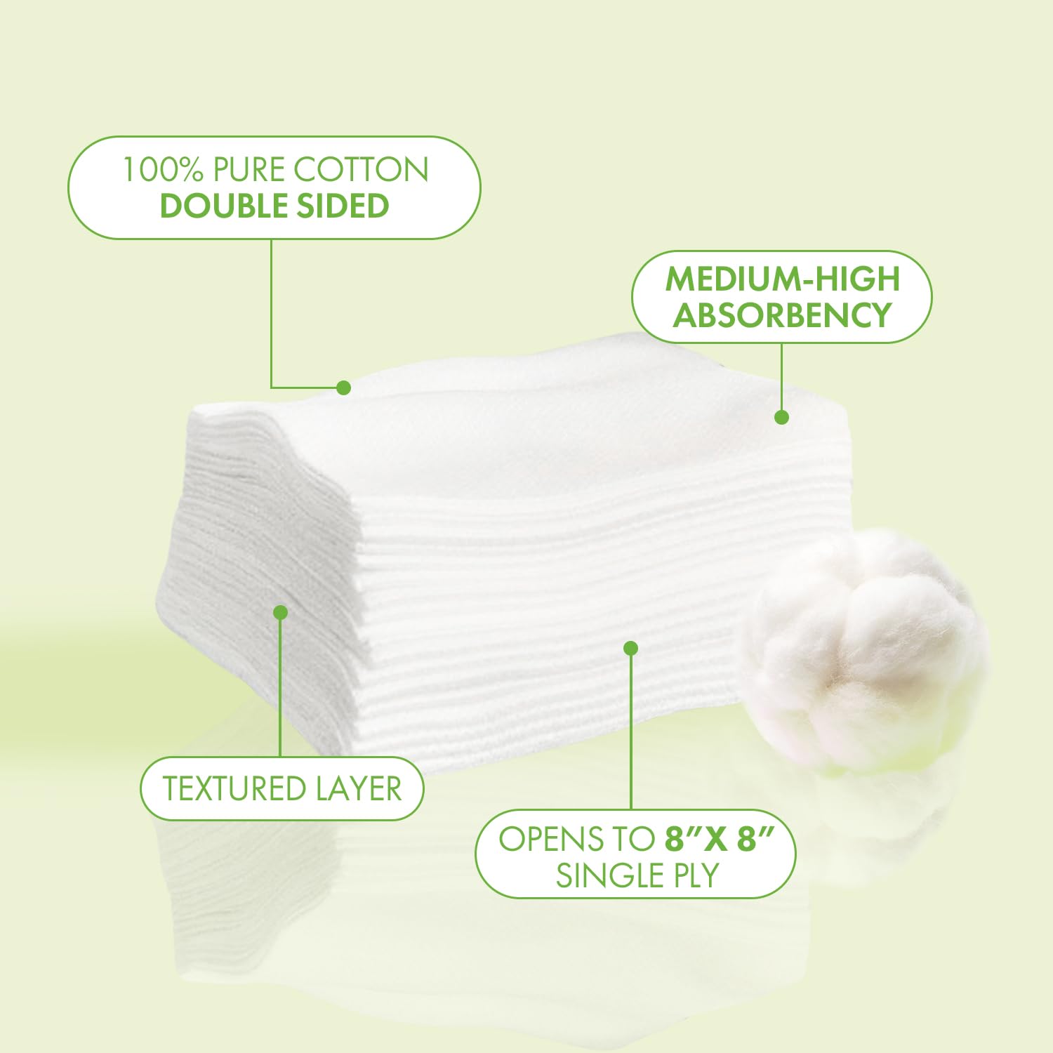Intrinsics large cotton squares unfolded to 8x8 for full-face coverage and gentle cleansing