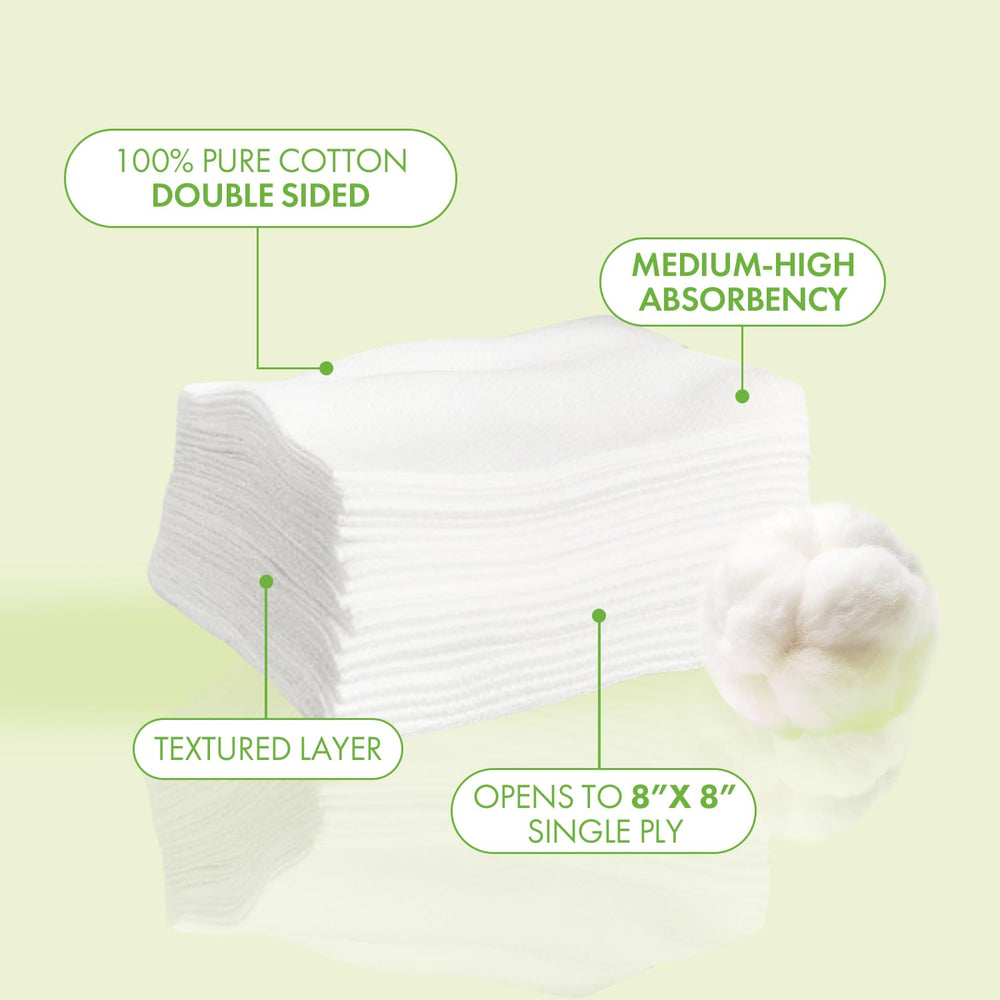Intrinsics large cotton squares unfolded to 8x8 for full-face coverage and gentle cleansing