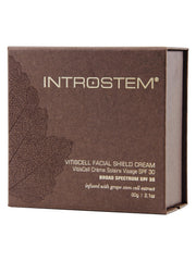 Introstem VitisCell Facial Shield Cream SPF 30 texture close-up suggests a silky, light finish.