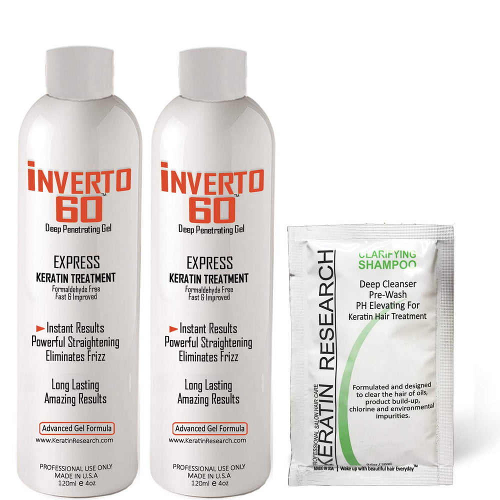 INVERTO 60 bottle pour showing easy application and frizz control