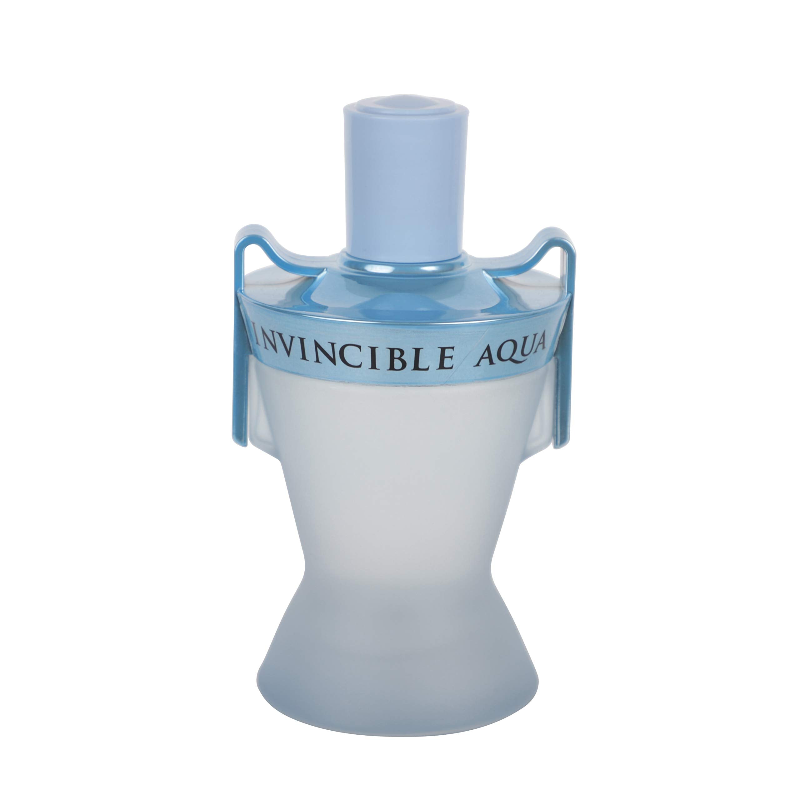Invincible Aqua full bottle on surface, versatile fragrance for work and evenings.