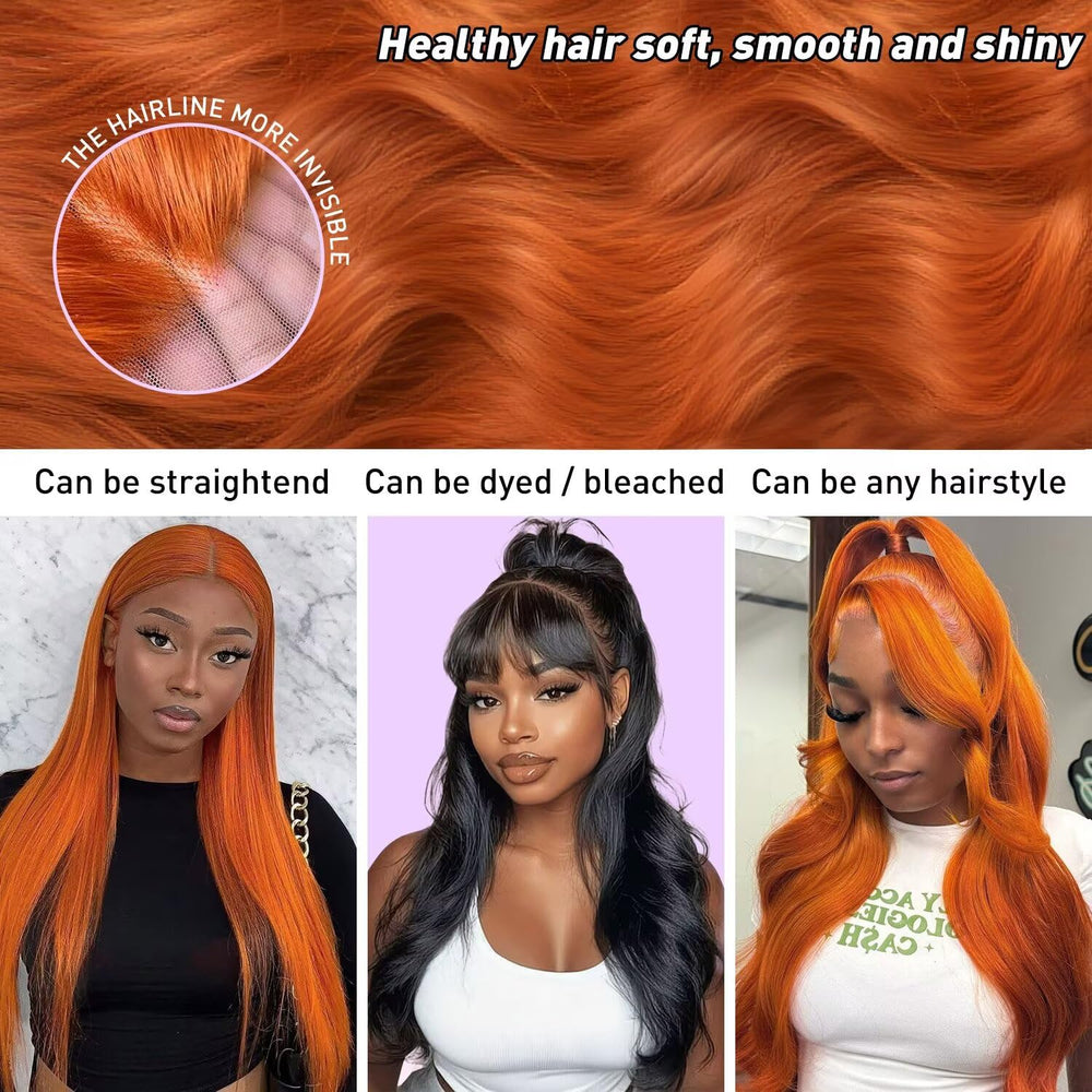 IOHLRDIM Ginger Orange Wig ideal for everyday and special occasions.