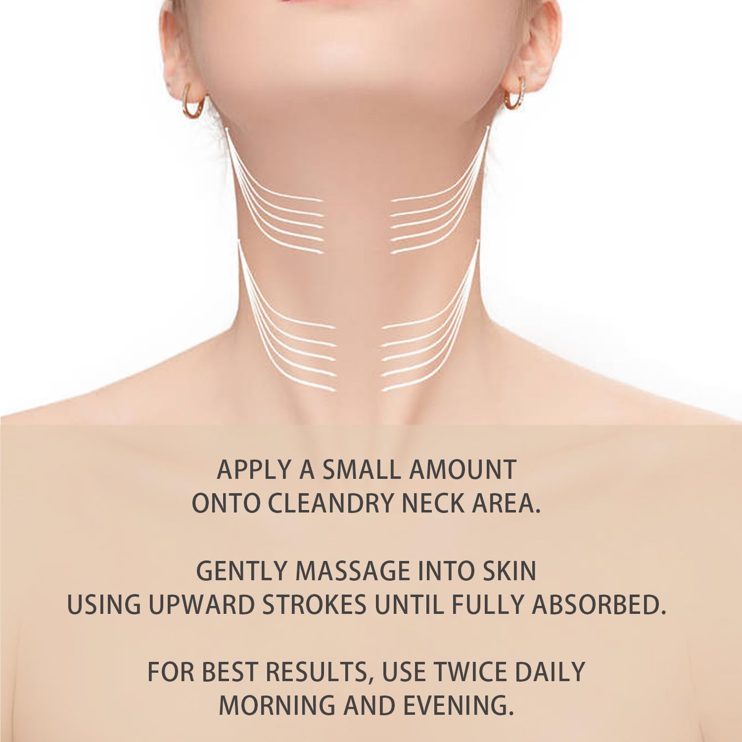 IOIOTCO Neck Firming Cream on décolleté area shows even tone.