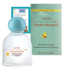 Ioly's Tender Moments baby cologne bottle pouring, soft scent for newborns.