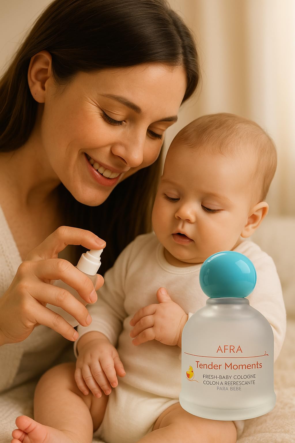 Ioly's Tender Moments baby cologne bottle with soft powdery aroma.