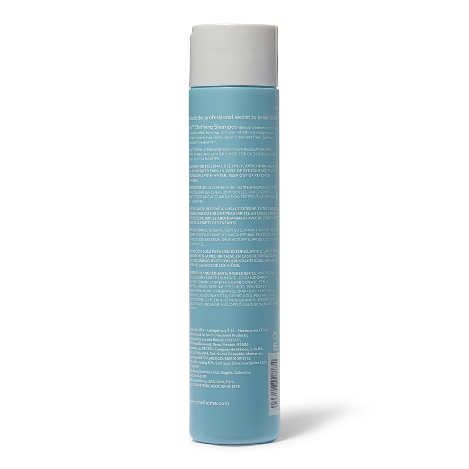 Ion Clarifying Shampoo application shows how to work a light lather for effective cleansing.
