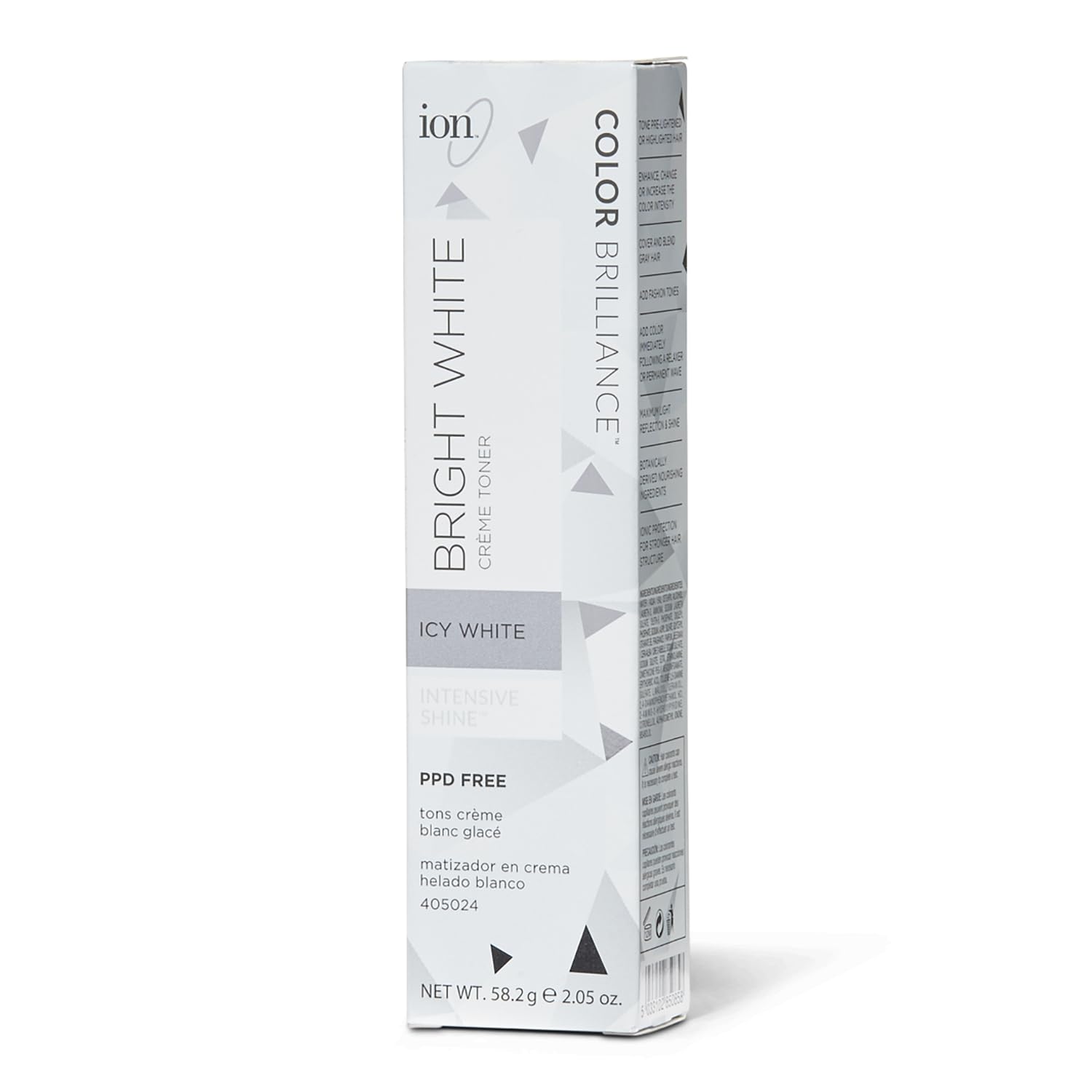 Ion Permanent Brights Icy White bottle shows rich color with fade resistance.