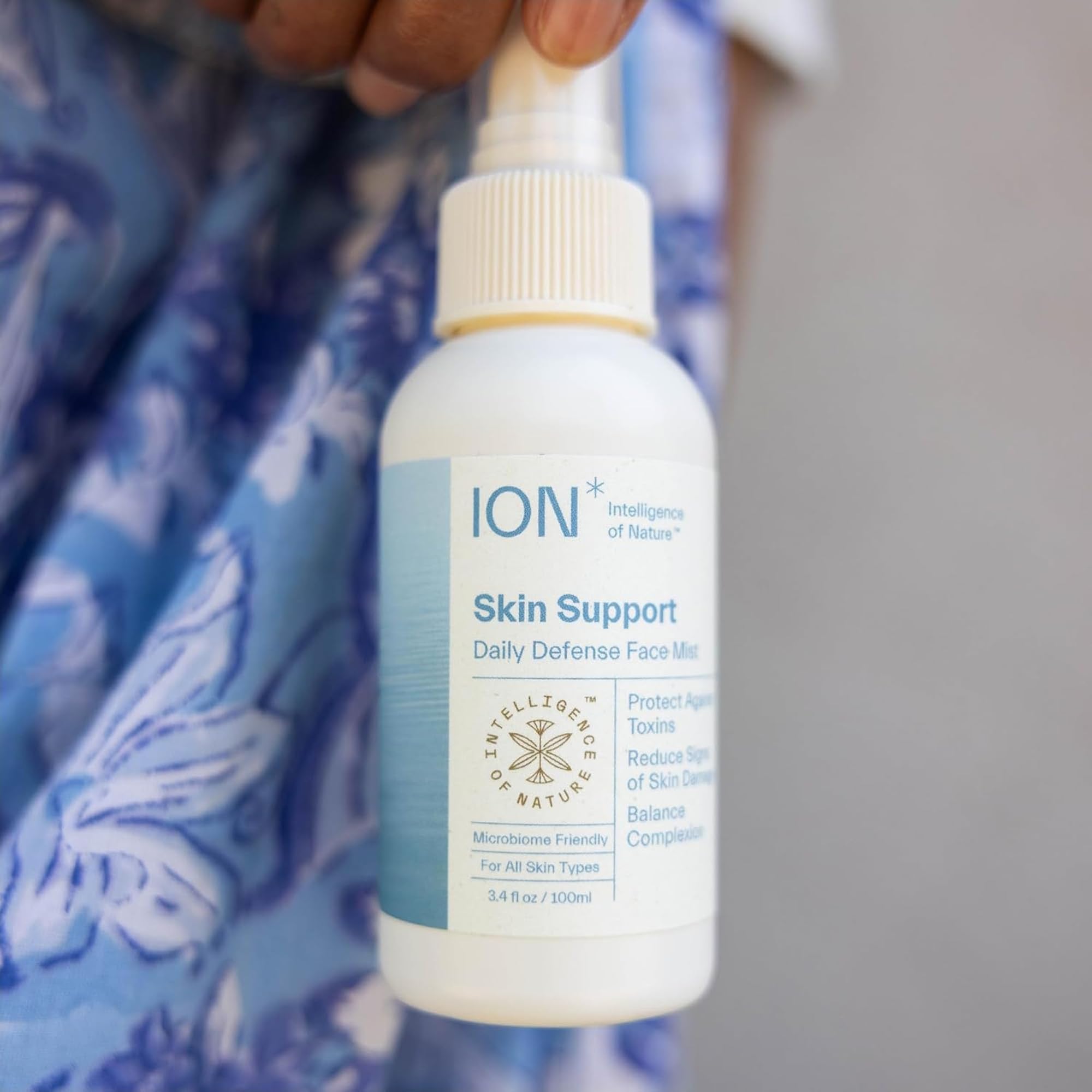 ION* Skin Support Face Mist packaging highlights vegan formula and daily use.