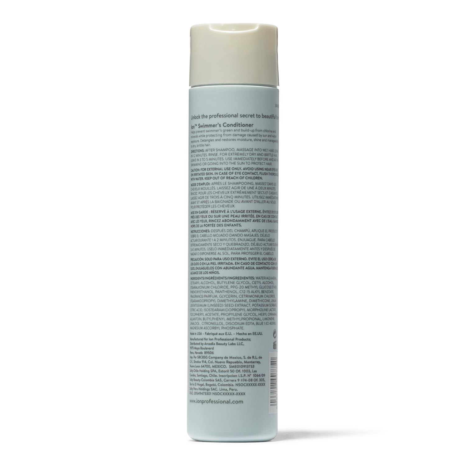 ion Swimmer's Conditioner bottle detangles hair for smoother styling