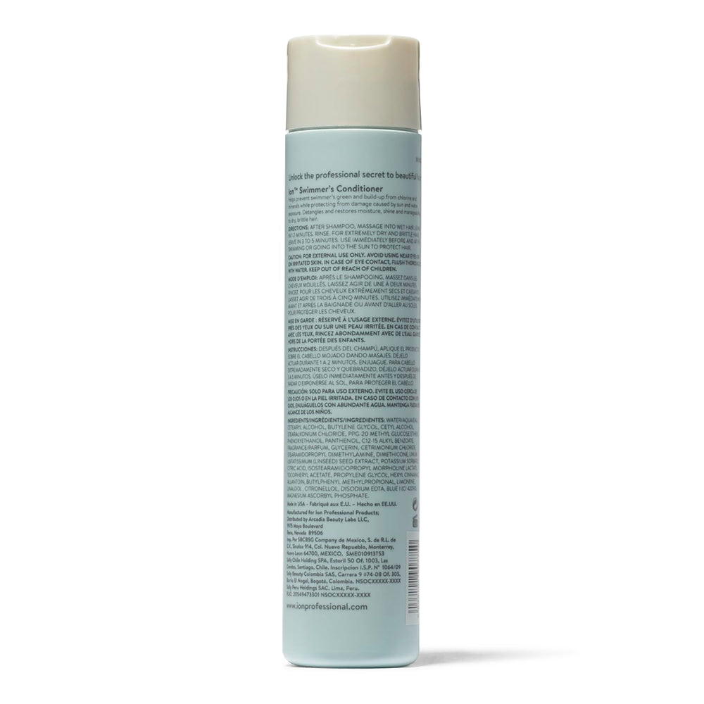 ion Swimmer's Conditioner bottle detangles hair for smoother styling