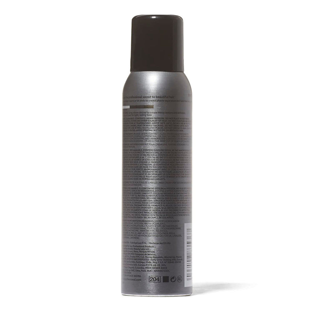 ion Texturizing Spray Wax packaging highlights a pliable, texture-friendly finish.
