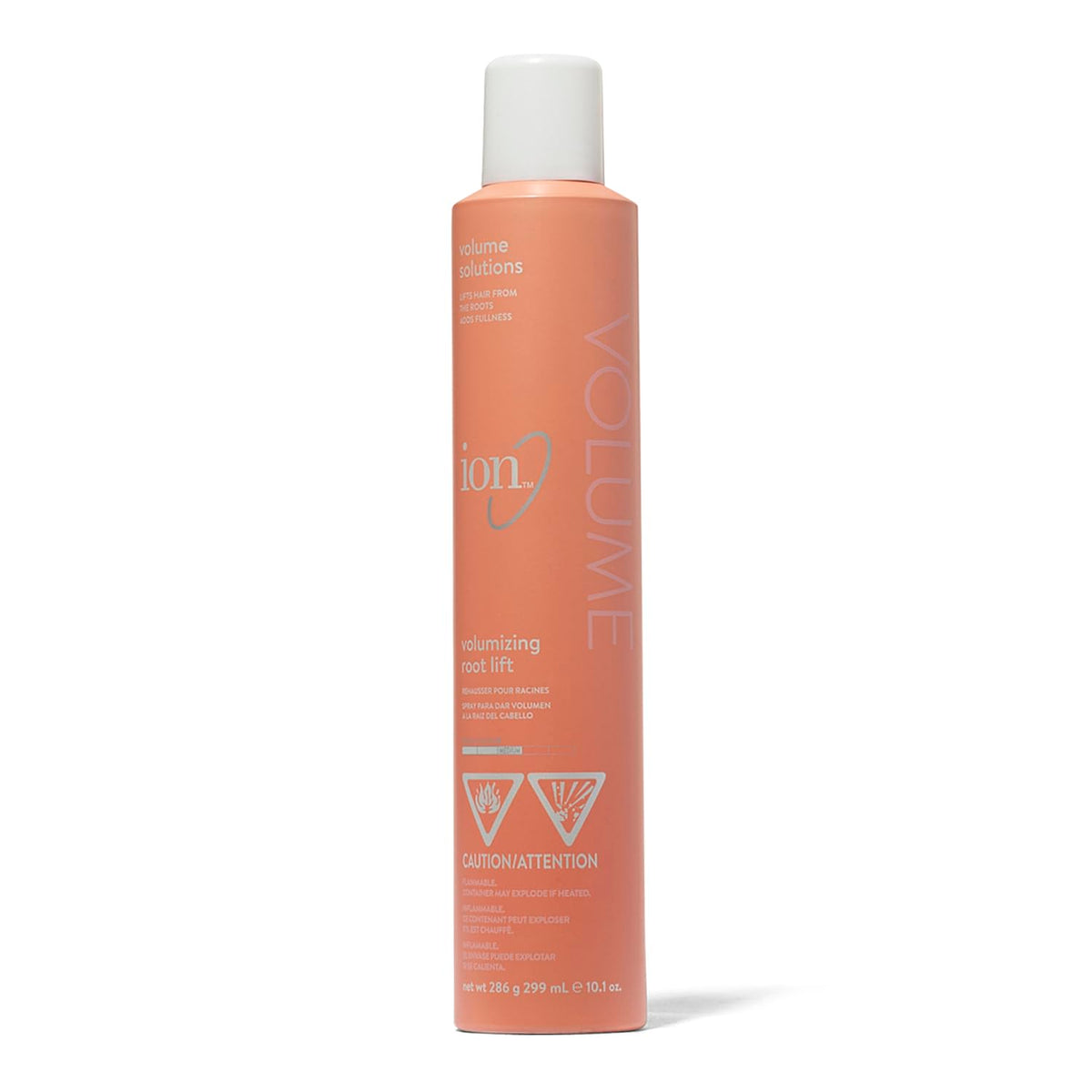 Ion Volumizing Root Lift bottle shows root fullness and long-lasting lift.